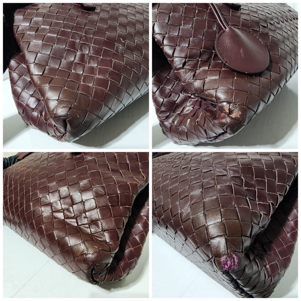 SOLD***Authentic BOTTEGA VENETA Nappa Intrecciato Small Roma Tote Bag Burgundy - Picture 13 of 16